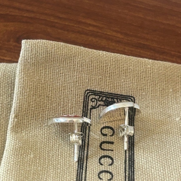 GUCCI Red Enamel Heart Earrings - Picture 4 of 5